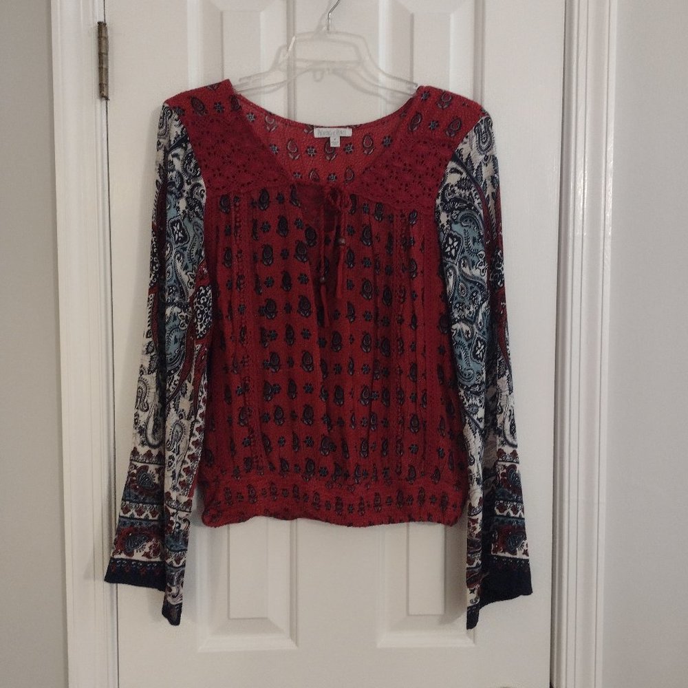 Patrons of Peace Peasant Top Floral Boho L